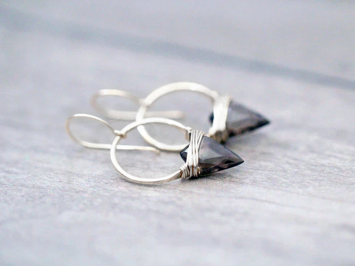 Albatross Earrings in Smoky Quartz