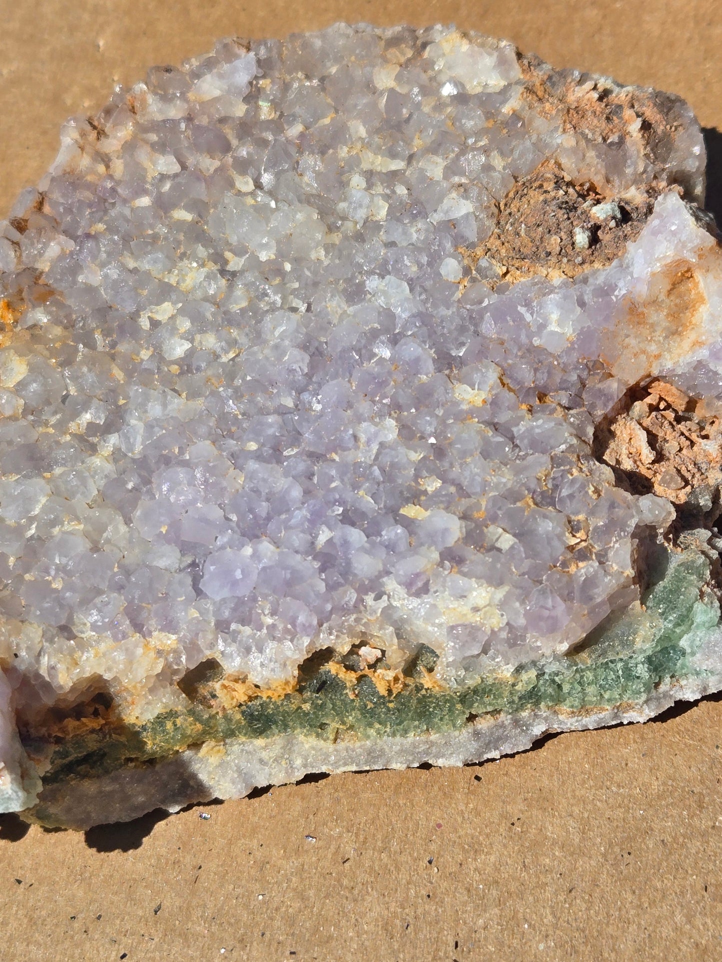 Amethyst on fluorite