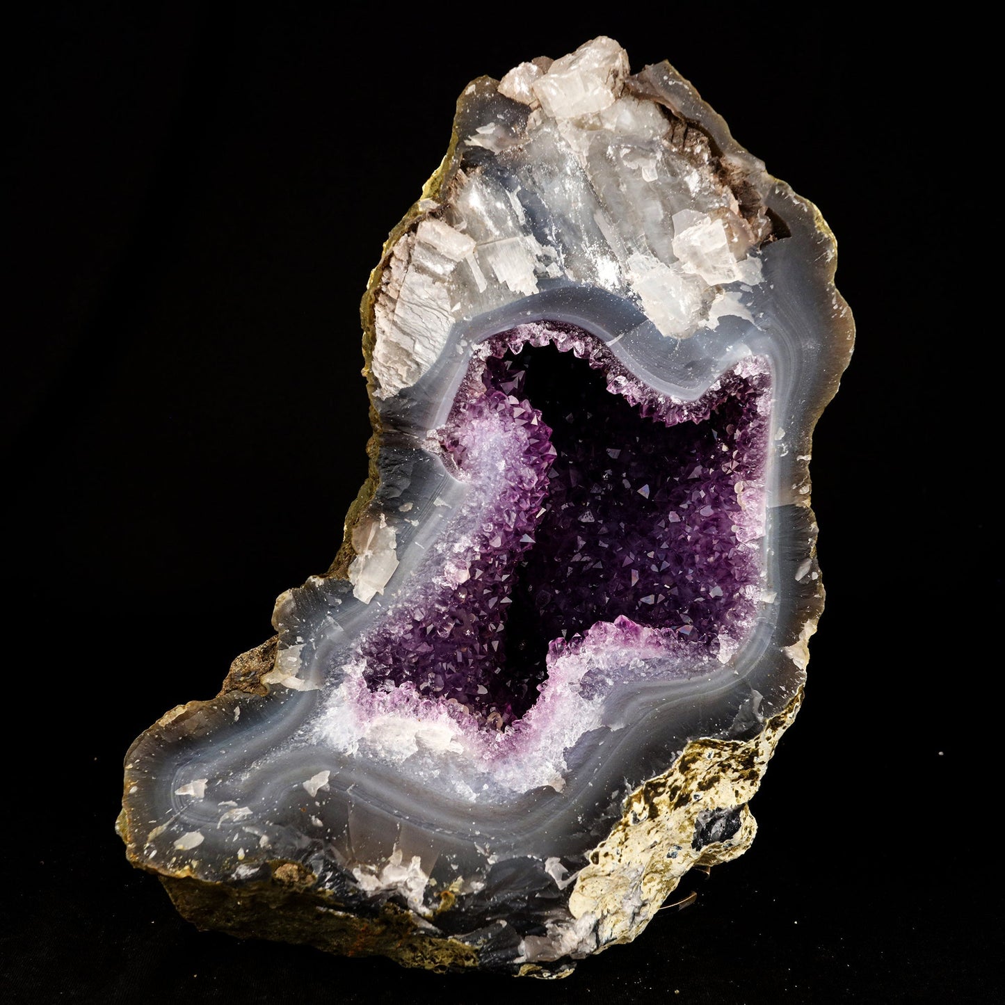 Amethyst Sparkling Crystals Geode in two Half's Natural Mineral Specimen
