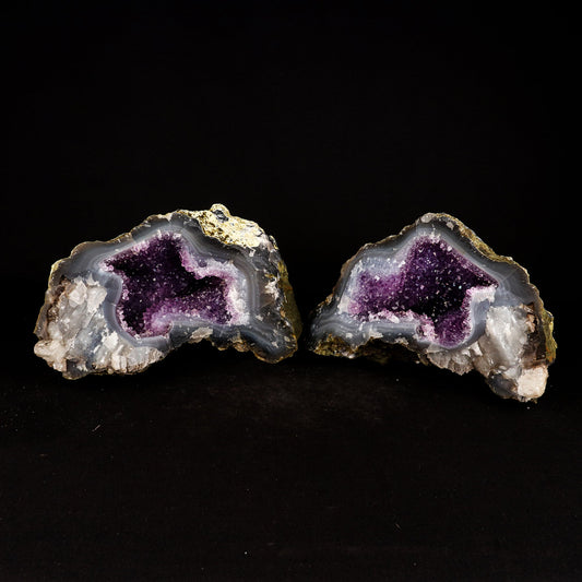 Amethyst Sparkling Crystals Geode in two Half's Natural Mineral Specimen