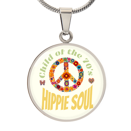 Child of the 70's Hippie Soul Graphic Round Necklace