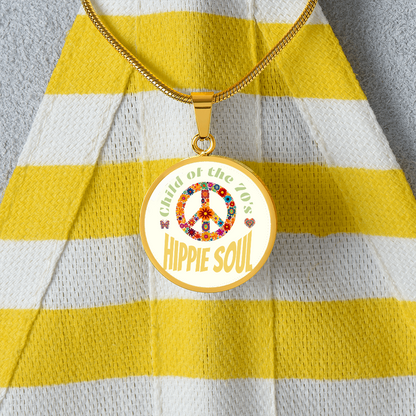 Child of the 70's Hippie Soul Graphic Round Necklace