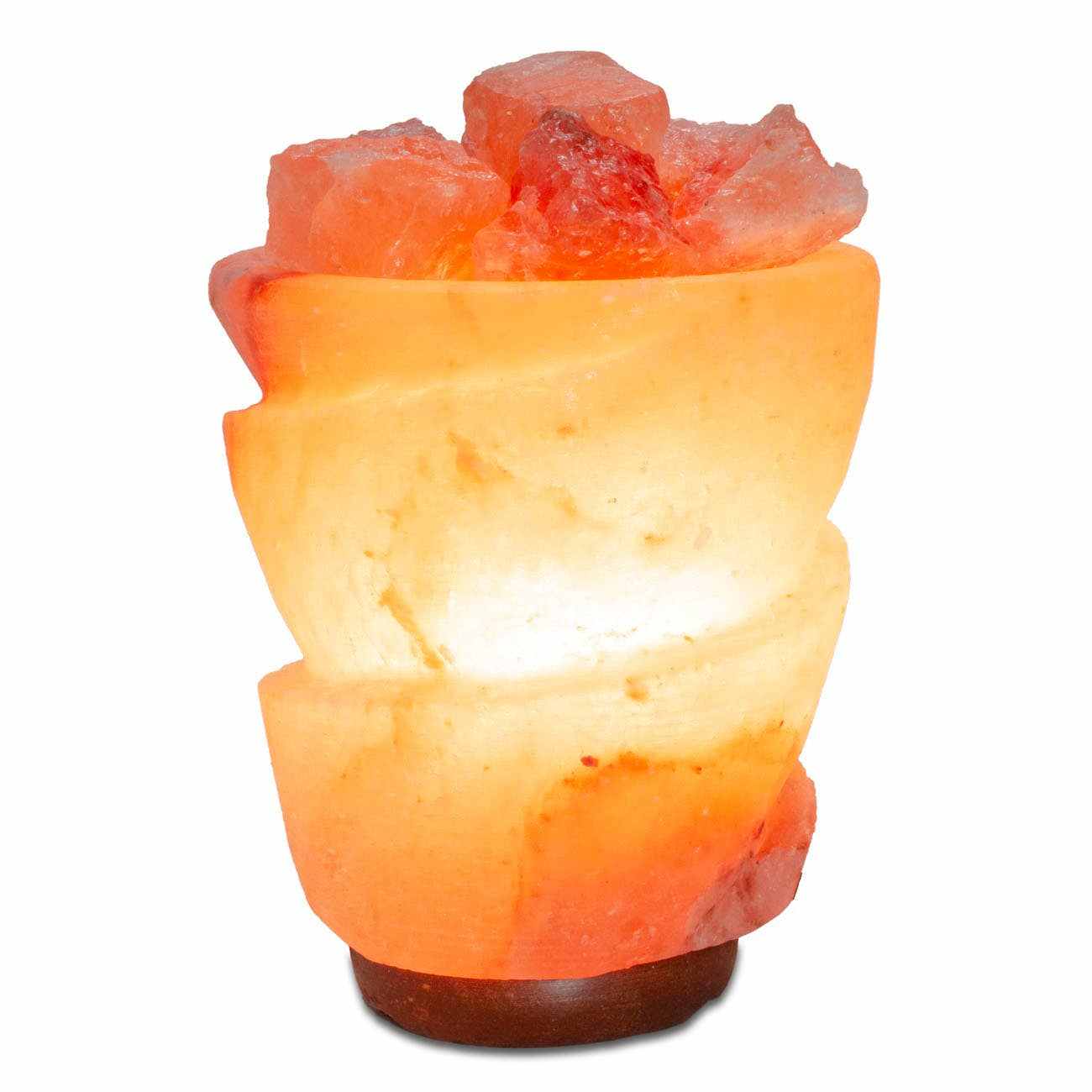 Funnel w/ Chunks Salt Lamp  - 9.5" avg. - Cord, Bulb, Dimmer