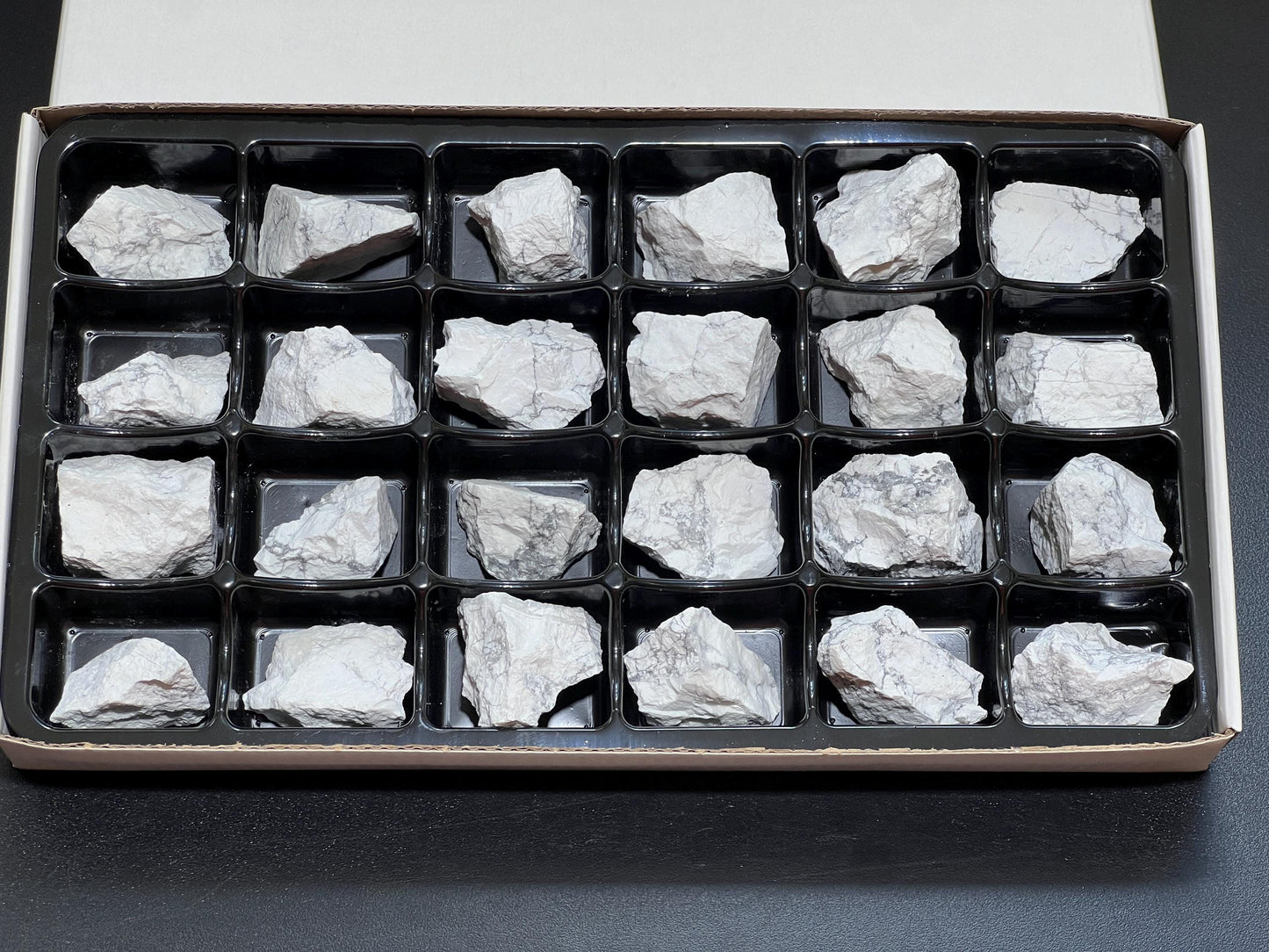White Howlite Rough Raw Stones (24 Pcs) Boxed Flat