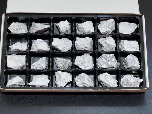 White Howlite Rough Raw Stones (24 Pcs) Boxed Flat