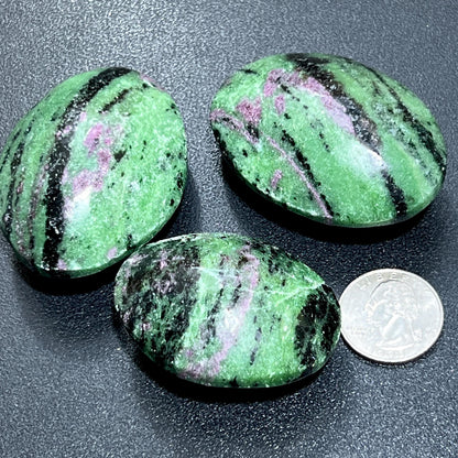 Ruby Zoisite Anyolite Crystal Palm Stones (UV Reactive) Carving