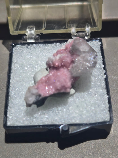 Barite on Rhodochrosite – 2 cm Specimen from N'Chwaning II Mine, South Africa