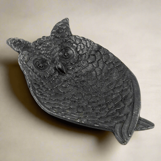 Black Pewter Owl Trinket Tray for Jewelry and Coins