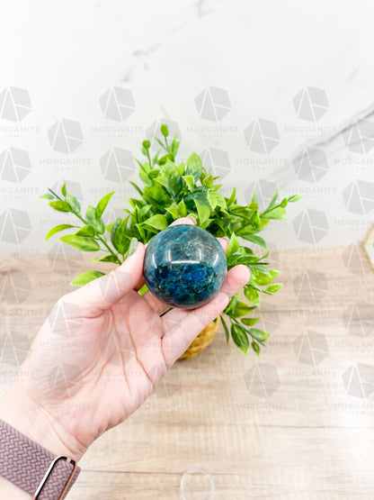 Blue Apatite Sphere – 2.25-Inch, 300g Crystal Ball for Clarity and Focus