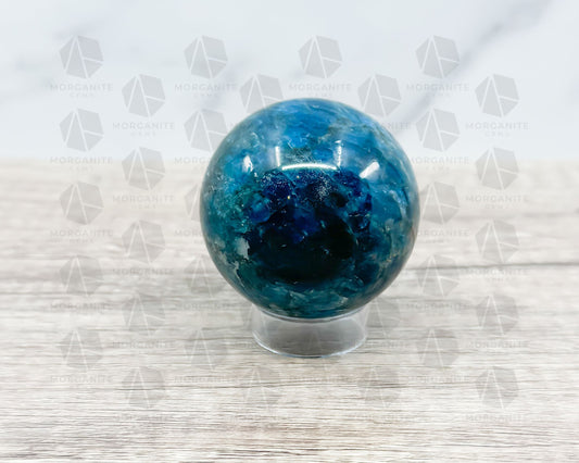 Blue Apatite Sphere – 2.25-Inch, 300g Crystal Ball for Clarity and Focus