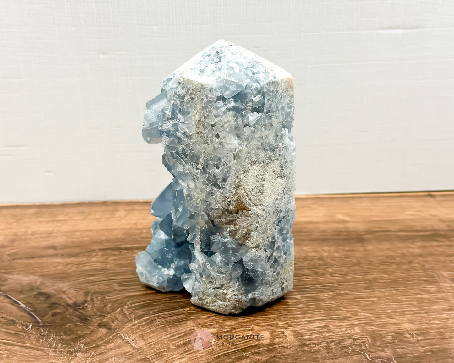 Blue Celestite Tower Obelisk One Natural Side
