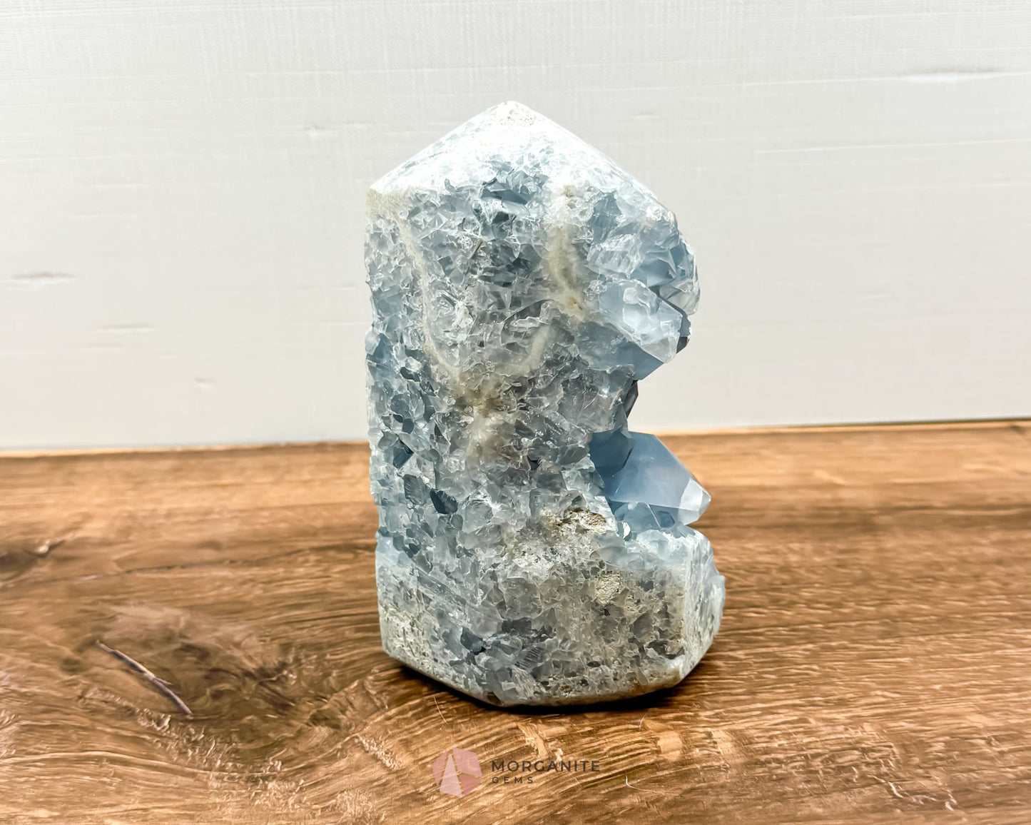 Blue Celestite Tower Obelisk One Natural Side