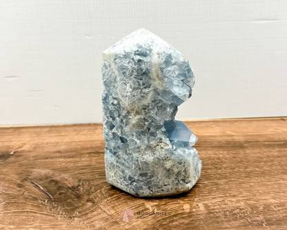 Blue Celestite Tower Obelisk One Natural Side
