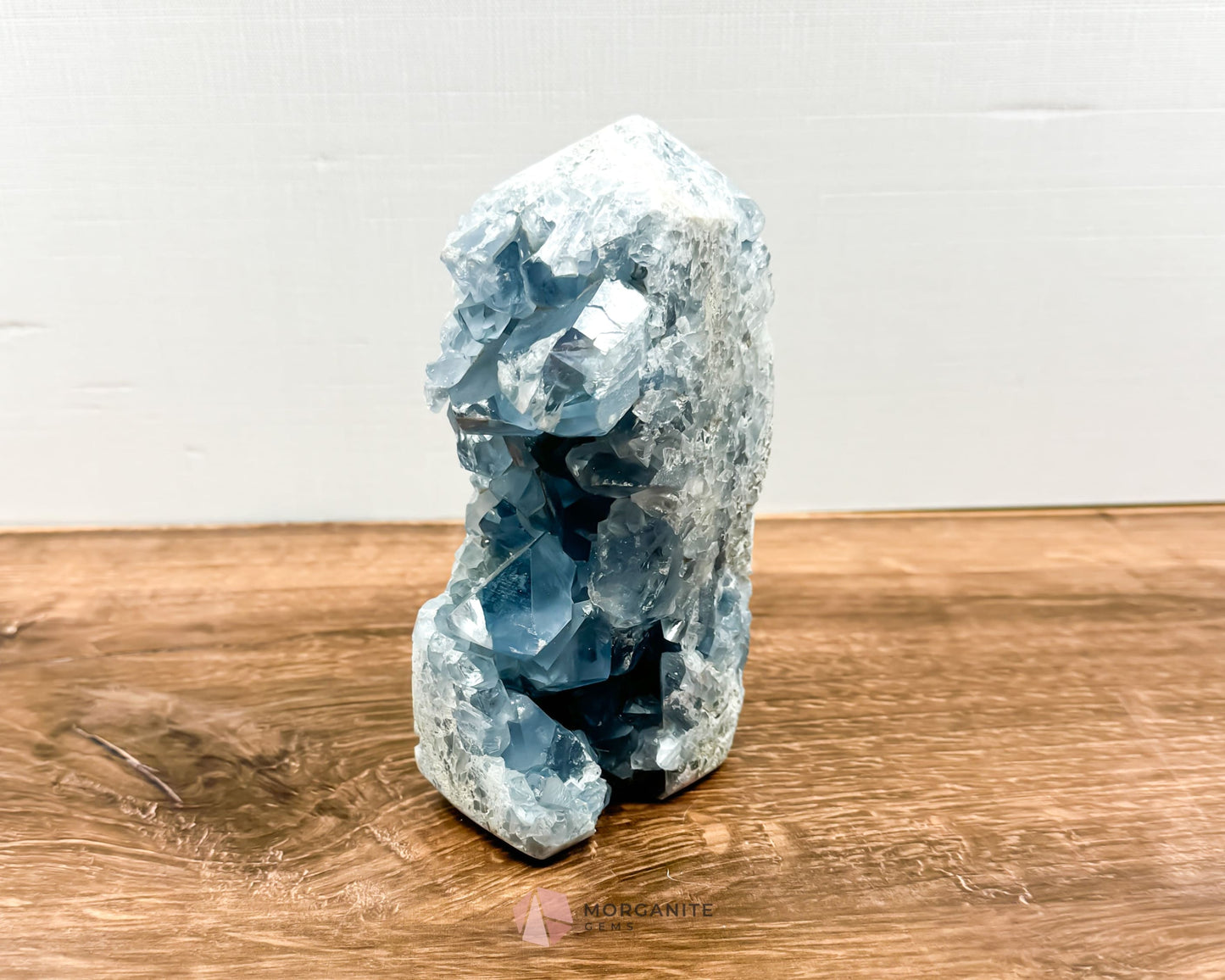 Blue Celestite Tower Obelisk One Natural Side