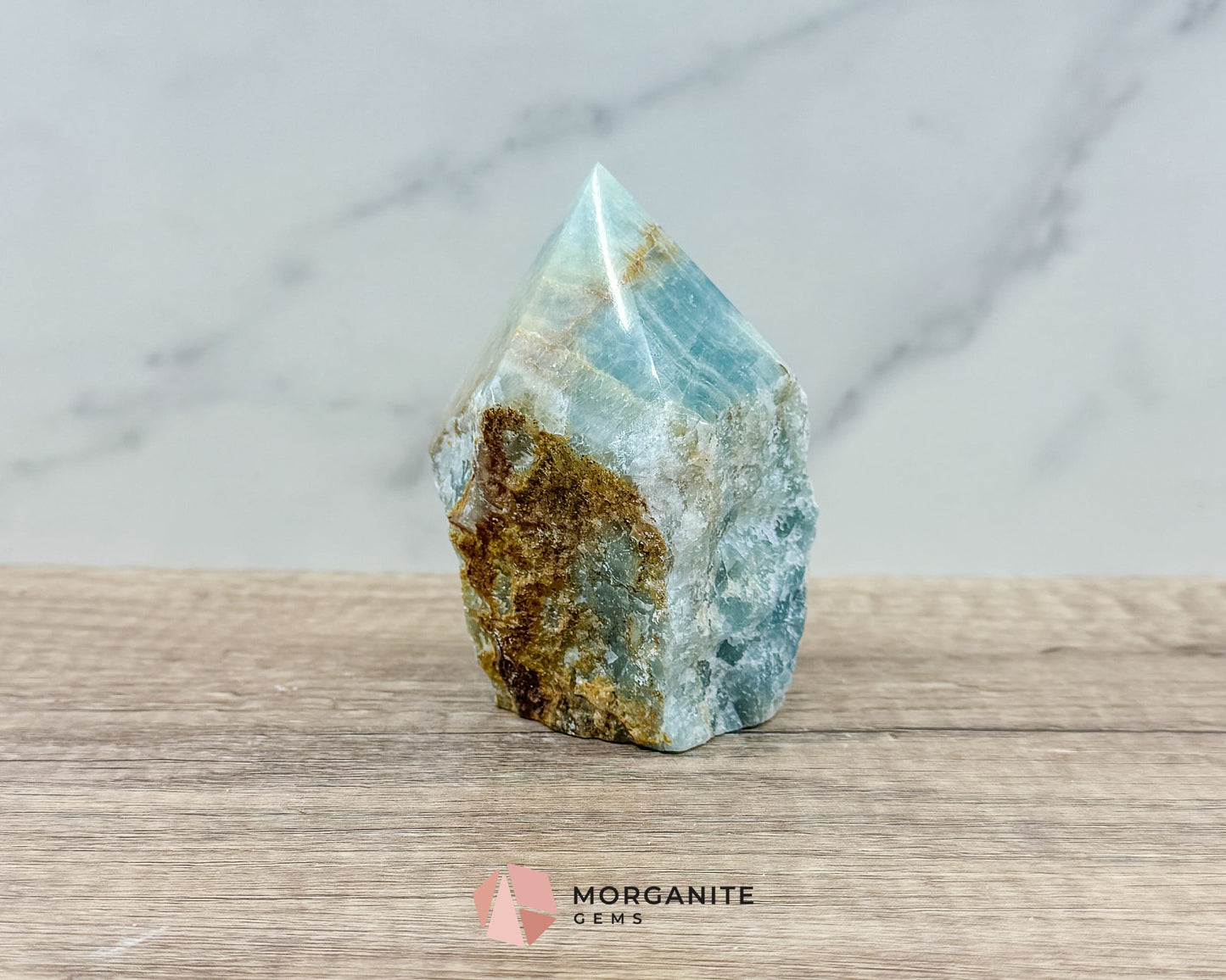 Blue Onyx Half Rough Cut Base Point – Natural Healing Crystal for Emotional Balance & Meditation