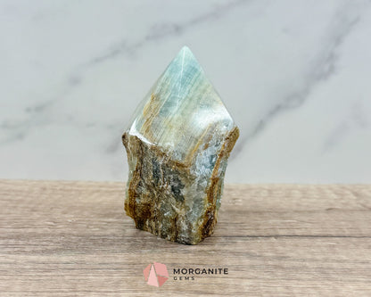 Blue Onyx Half Rough Cut Base Point – Natural Healing Crystal for Emotional Balance & Meditation