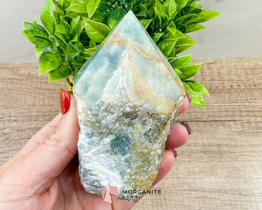 Blue Onyx Half Rough Cut Base Point – Natural Healing Crystal for Emotional Balance & Meditation