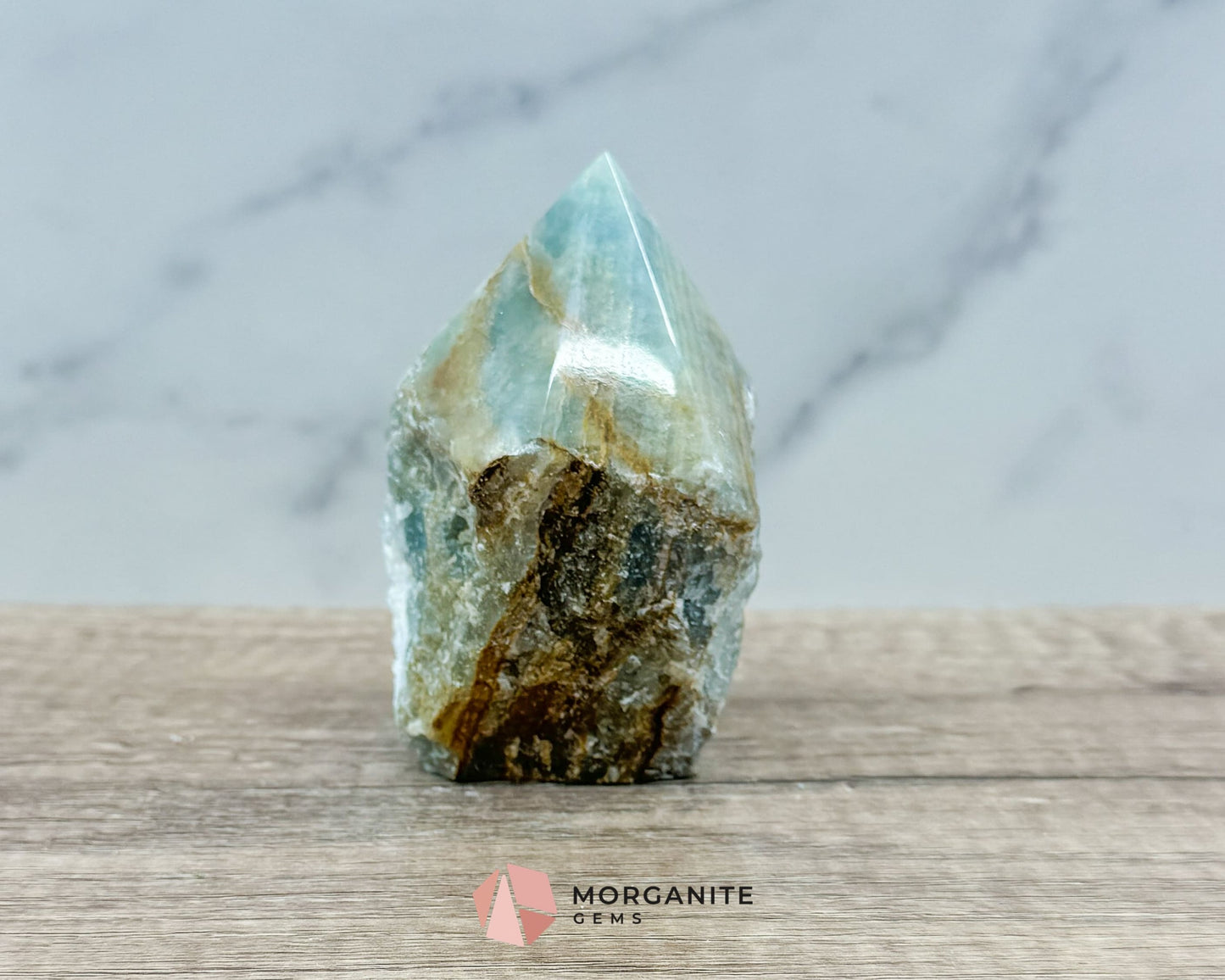 Blue Onyx Half Rough Cut Base Point – Natural Healing Crystal for Emotional Balance & Meditation