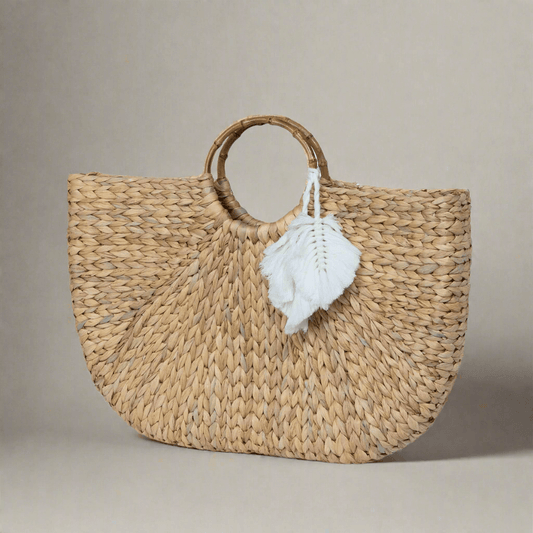 Boho Chic Handwoven Straw Tote Bag