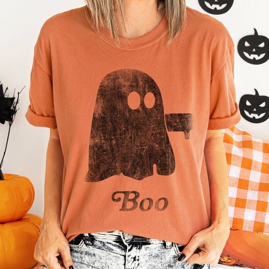 Boo Retro Ghost - Comfort Colors Tshirt