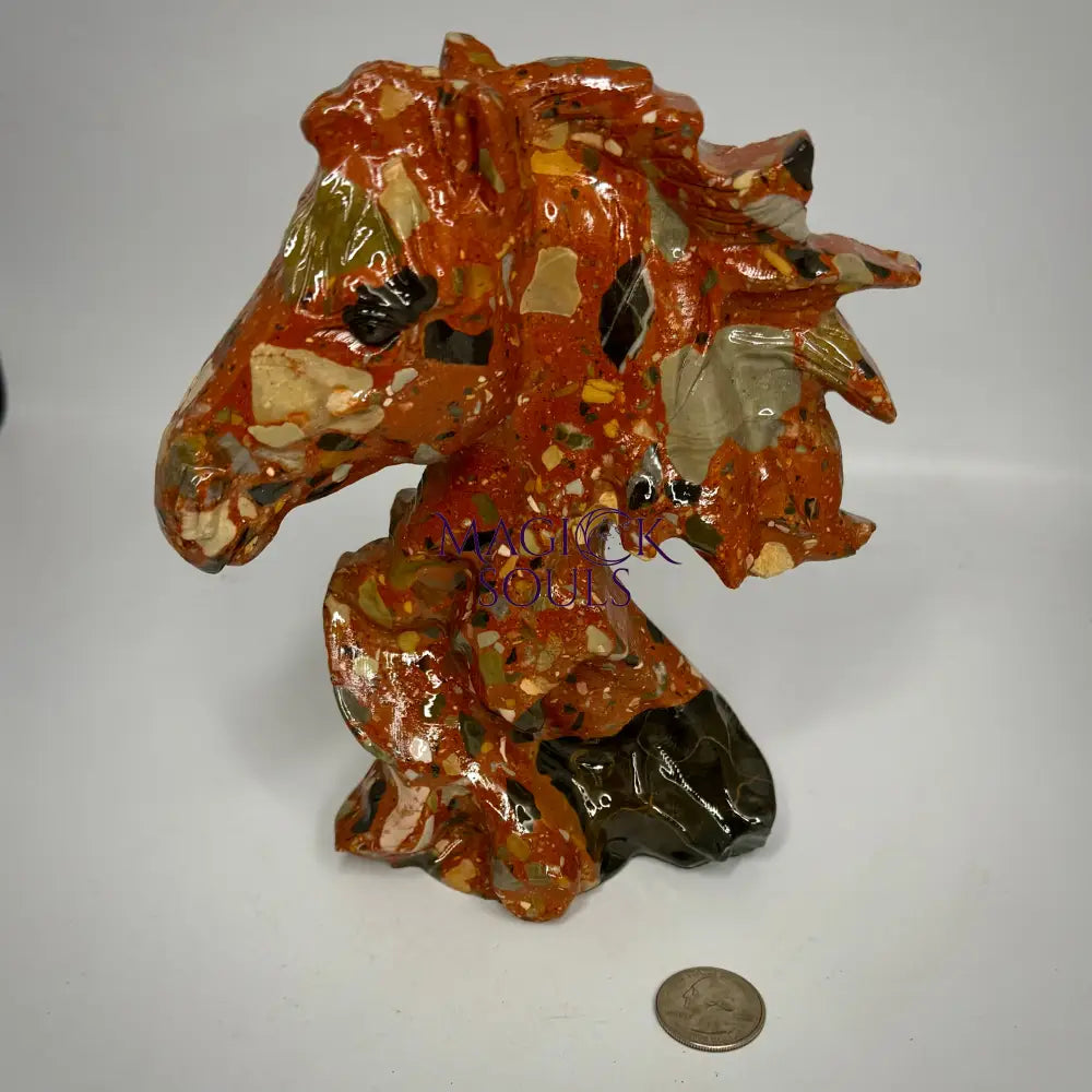 Brecciated Jasper Horse Head Carving