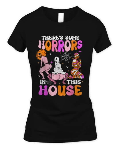 There's Some Horrors In This House Horror Characters Women's Soft Style Fitted T-Shirt