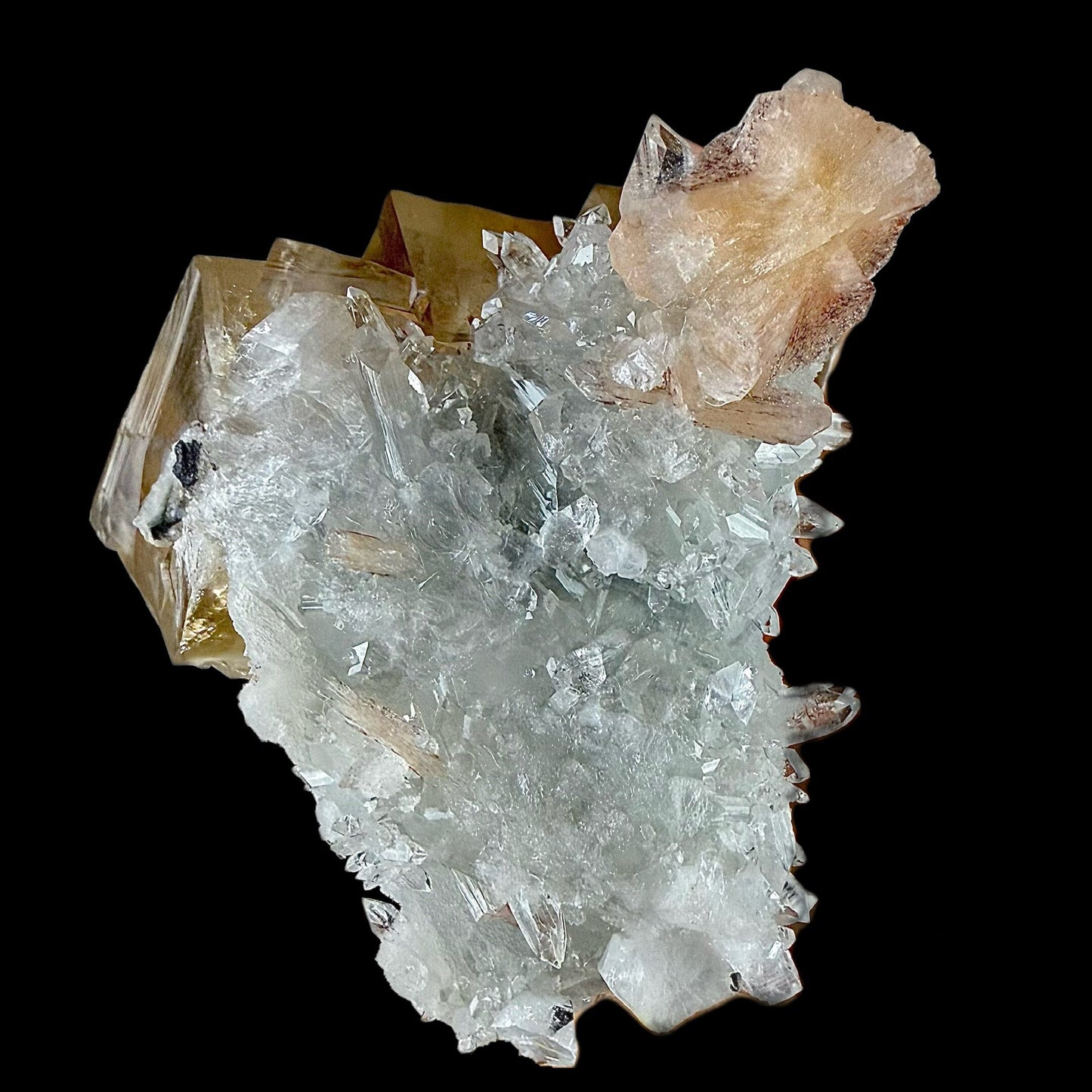 Calicite on Apophyllite & Chalcedony | Higj Quality Mineral | Indian Minerals | Superb Minerals | Fine Mineral | Collectors Piece