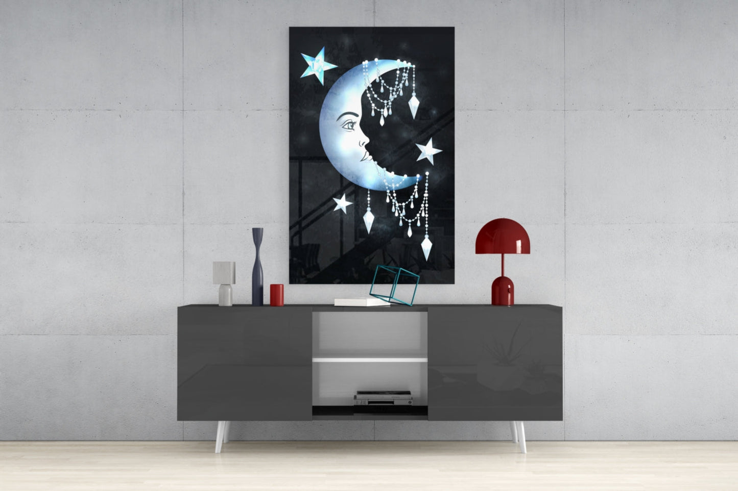 Moon Star Glass Wall Art