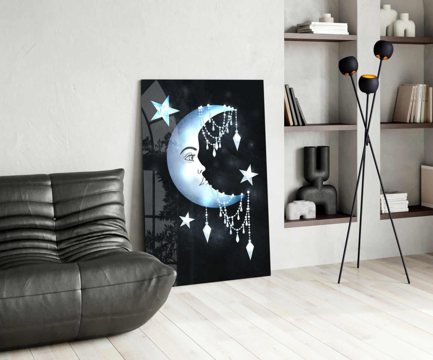 Moon Star Glass Wall Art