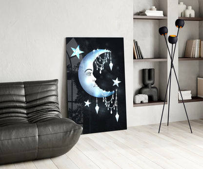 Moon Star Glass Wall Art
