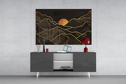Moon and Mountains Glass Wall Art