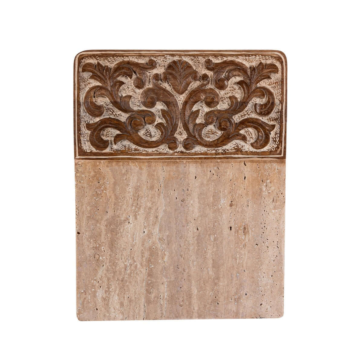 Carved Wood and Marble Cutting Board with Ornate Detail