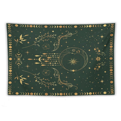 Sage Green & Gold Moon Tapestry