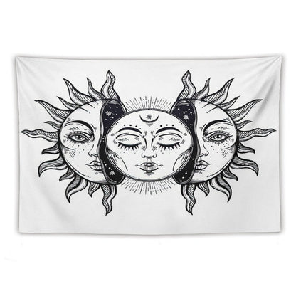 Vintage Solar Sun And Moon Tapestry