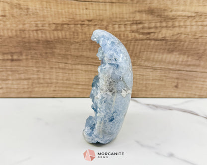 Celestite Geode Druzy Crystal Egg No. 3 – 4.5" × 3.4" × 1.7" | 776 g Sky‑Blue Specimen