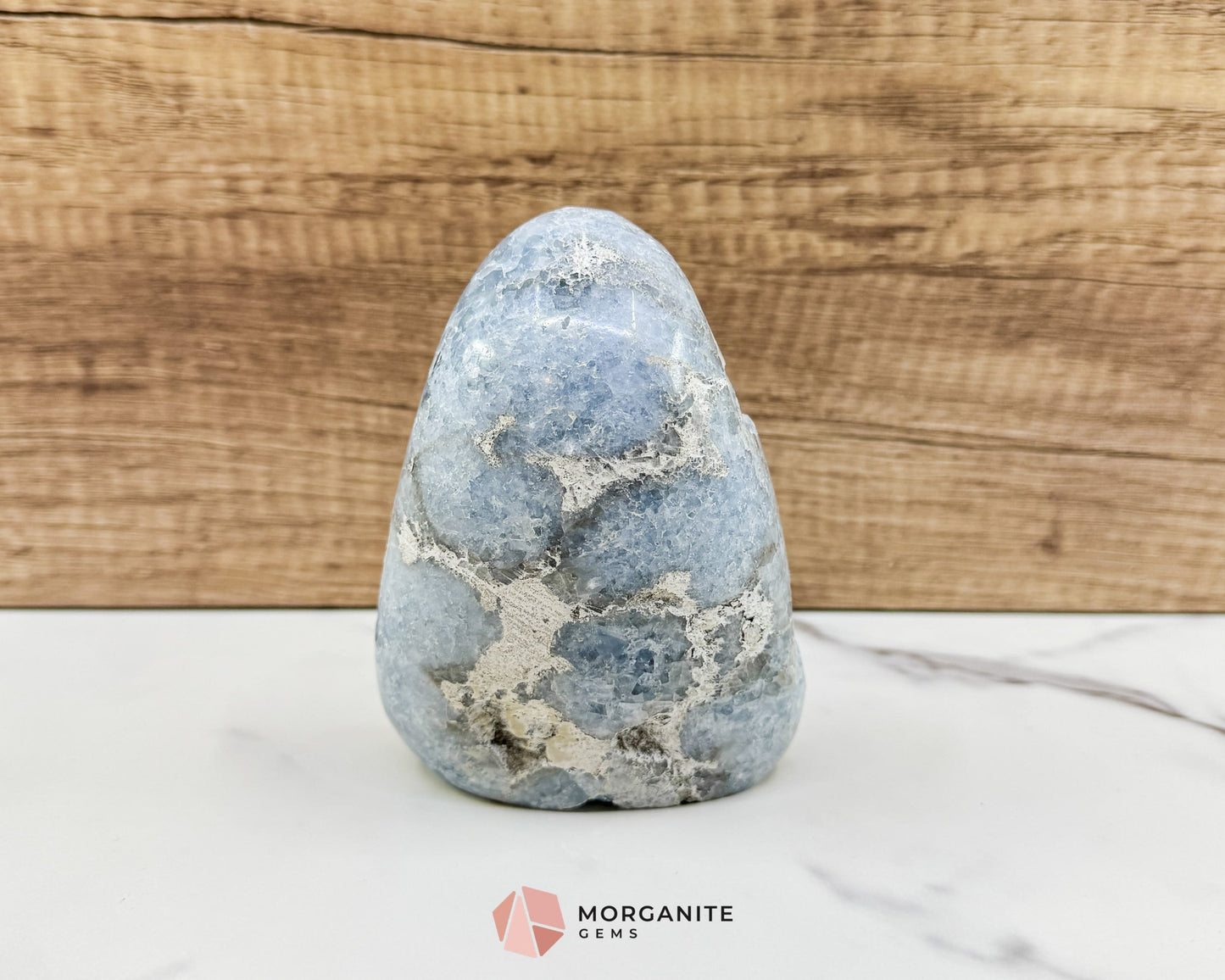 Celestite Geode Druzy Crystal Egg No. 3 – 4.5" × 3.4" × 1.7" | 776 g Sky‑Blue Specimen