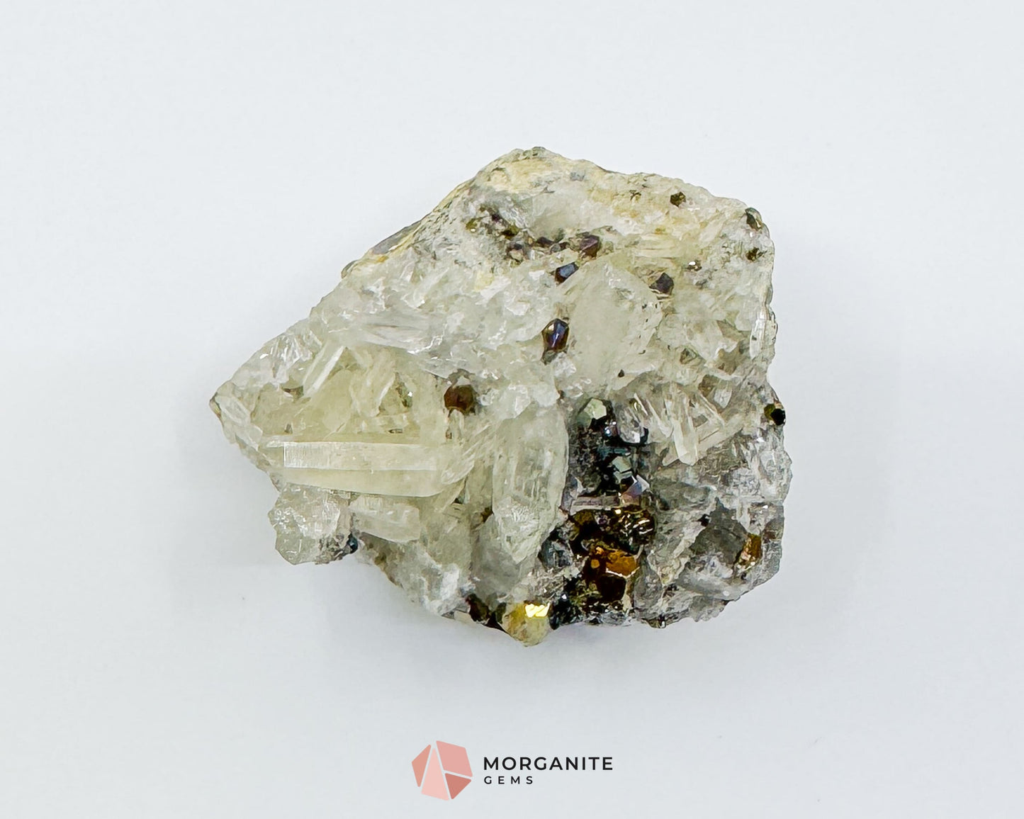 Clear Quartz with Pyrite Mineral Specimen – 120g Natural Cluster for Energy, Clarity & Abundance