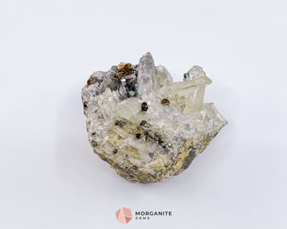 Clear Quartz with Pyrite Mineral Specimen – 120g Natural Cluster for Energy, Clarity & Abundance