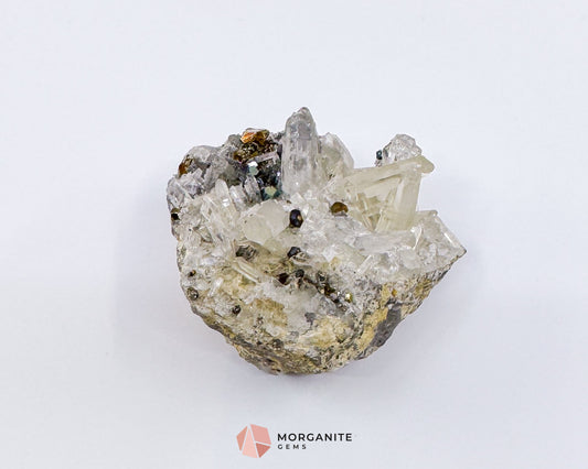 Clear Quartz with Pyrite Mineral Specimen – 120g Natural Cluster for Energy, Clarity & Abundance