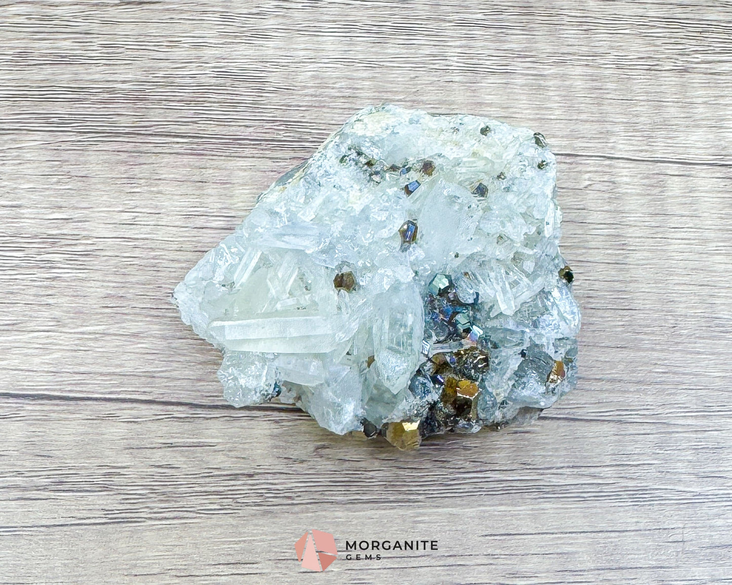 Clear Quartz with Pyrite Mineral Specimen – 120g Natural Cluster for Energy, Clarity & Abundance