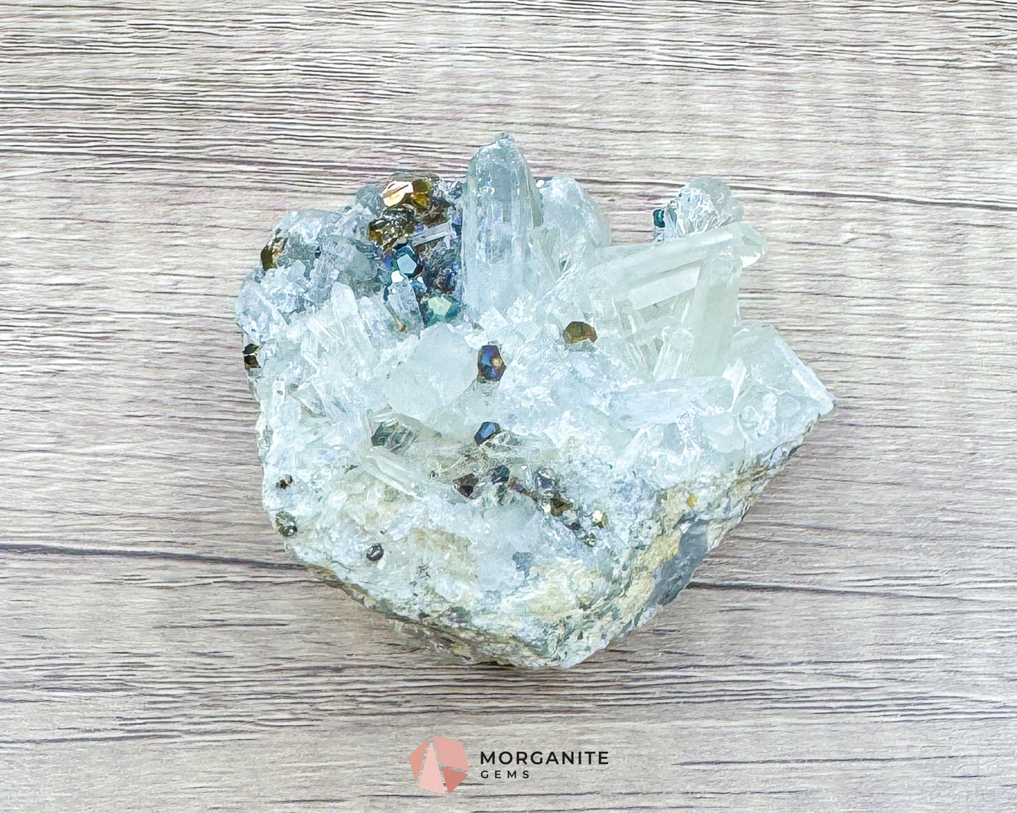 Clear Quartz with Pyrite Mineral Specimen – 120g Natural Cluster for Energy, Clarity & Abundance