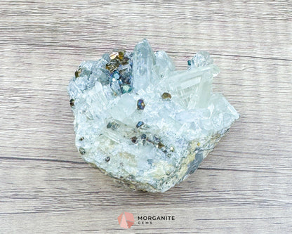 Clear Quartz with Pyrite Mineral Specimen – 120g Natural Cluster for Energy, Clarity & Abundance