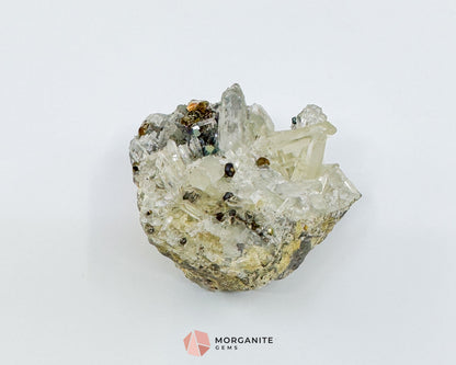 Clear Quartz with Pyrite Mineral Specimen – 120g Natural Cluster for Energy, Clarity & Abundance