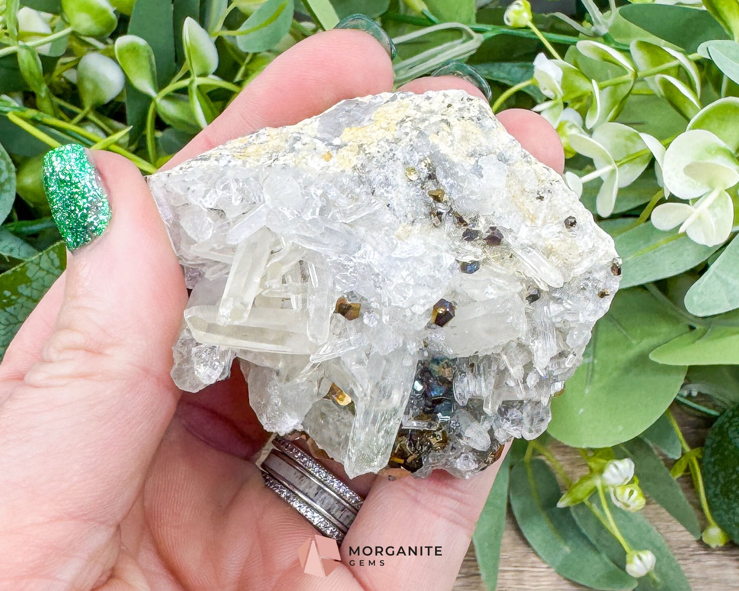 Clear Quartz with Pyrite Mineral Specimen – 120g Natural Cluster for Energy, Clarity & Abundance