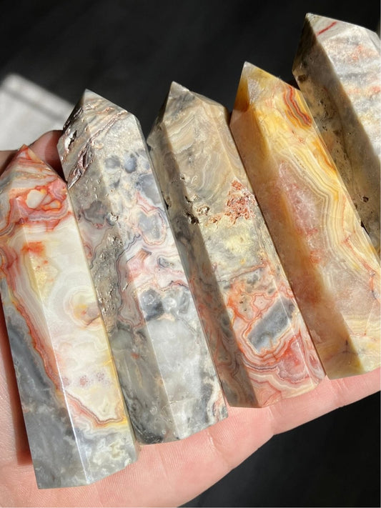 Crazy Lace Agate Tower – 4” Tall