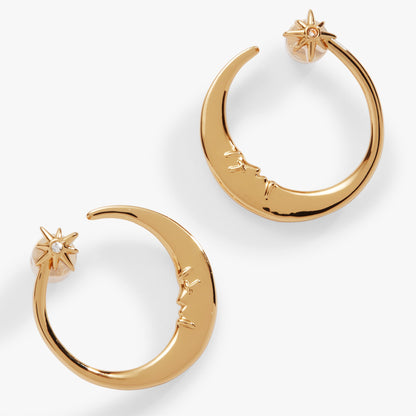 Crescent Moon Hoop Earrings