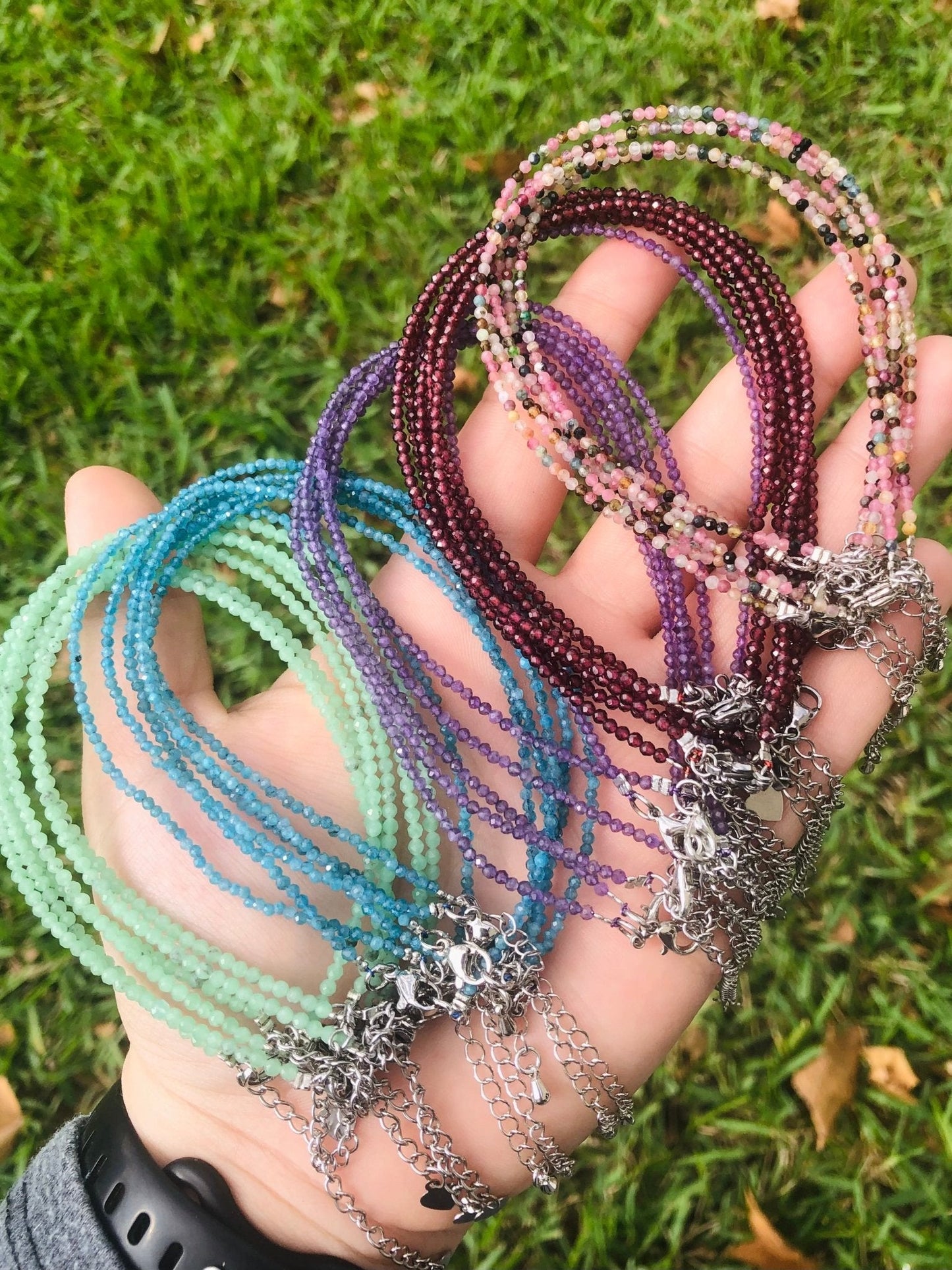 Anklets 2mm, Faceted Crystal Beads