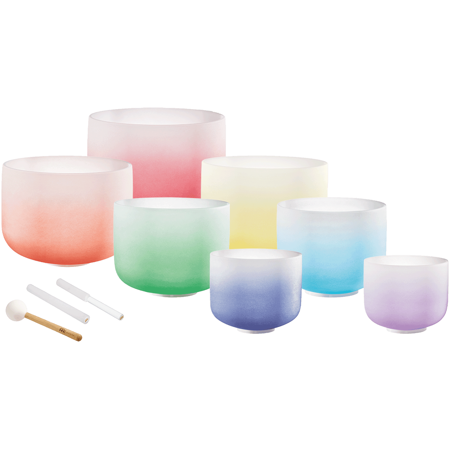 7 Chakra Color Quartz Crystal Singing Bowls Set (8"-14") – Gradient Chakra Healing Set