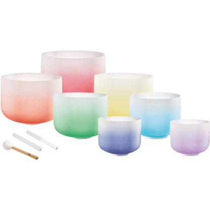 7 Chakra Color Quartz Crystal Singing Bowls Set (8"-14") – Gradient Chakra Healing Set