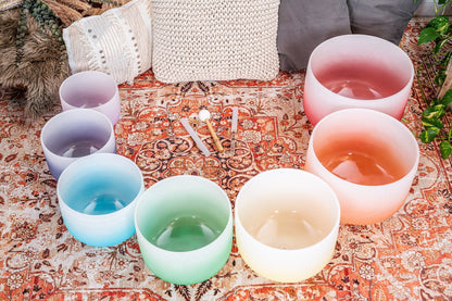 7 Chakra Color Quartz Crystal Singing Bowls Set (8"-14") – Gradient Chakra Healing Set